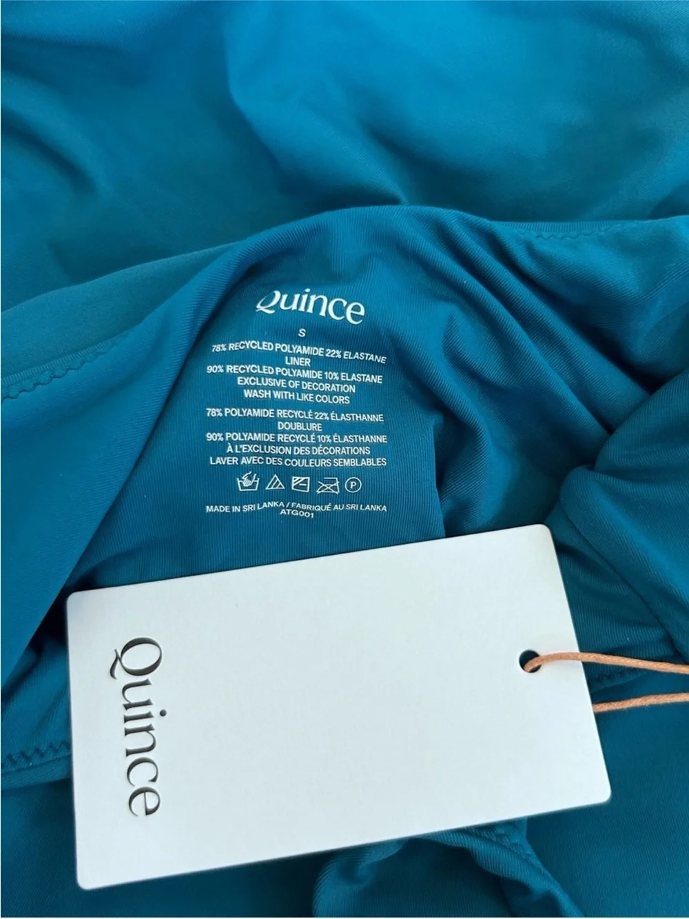 NEW Quince Lagoon Blue Teal Italian Cut Out One-Piece Swimsuit
